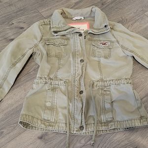 Hollister fatigue kahki military type jacket coat drawstring